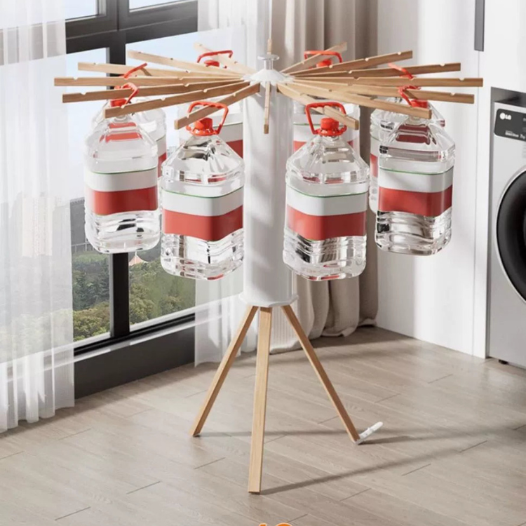 Foldable Tripod Clothes Drying Rack - Heavy-Duty 16-Arm Balcony Laundry Rack