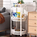 3-Tier Rotating Kitchen Storage Rack - Foldable Movable Cabinet Organizer