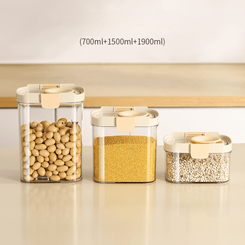 Airtight Kitchen Storage Jars - Stackable Sealed Containers for Pantry Organization (Set of 3)
