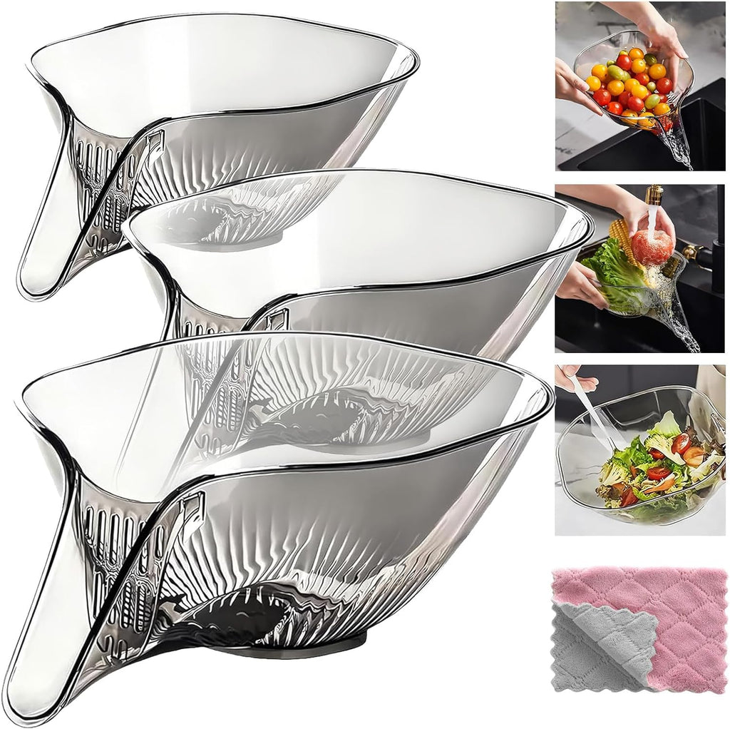Fruit & Vegetable Washing Bowl with Strainer - Drain Basket Set