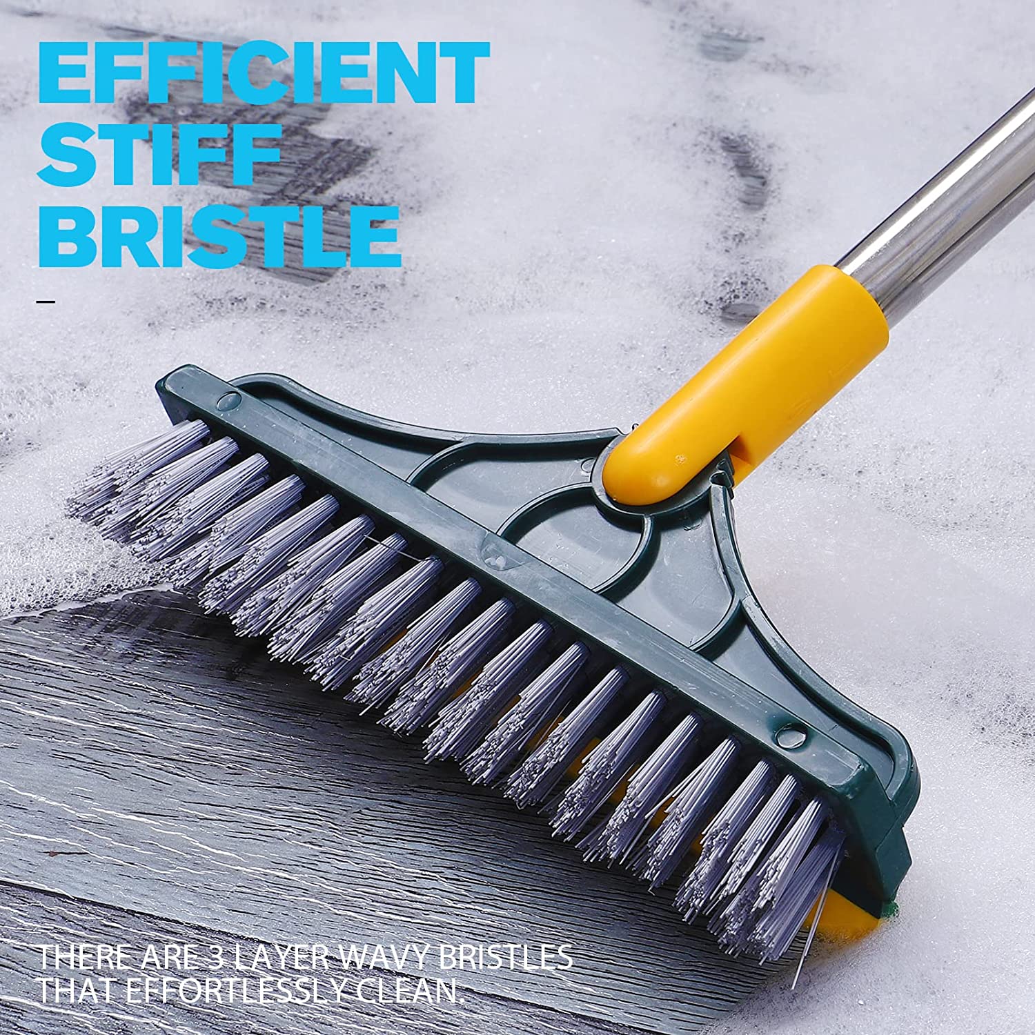 2-in-1 Stainless Steel Scrub Brush - Adjustable Long Handle with Detachable V-Shaped Head