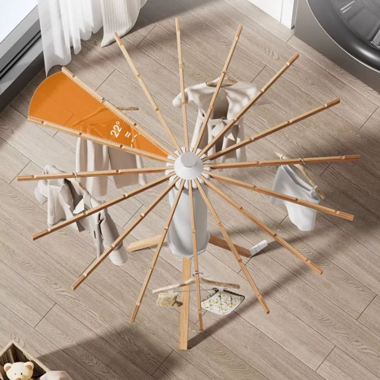 Foldable Tripod Clothes Drying Rack - Heavy-Duty 16-Arm Balcony Laundry Rack