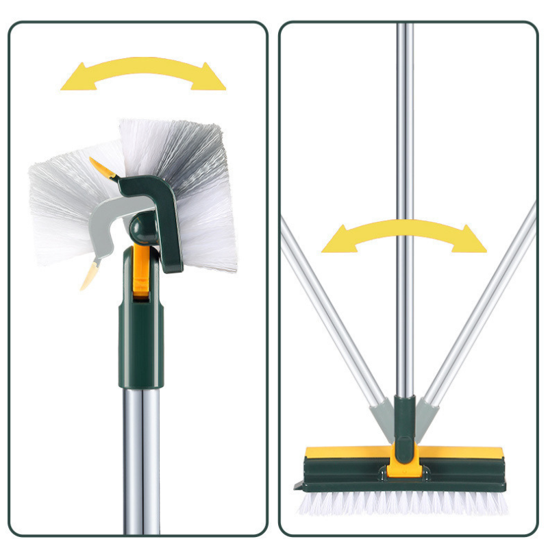4-in-1 Long Handle Grout Brush - V-Shaped Bristle Tile Gap Cleaner with Hair Clipper