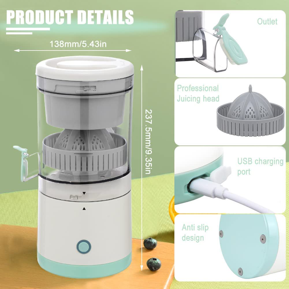 Portable USB Rechargeable Citrus Juicer - Cordless Electric Fruit Squeezer