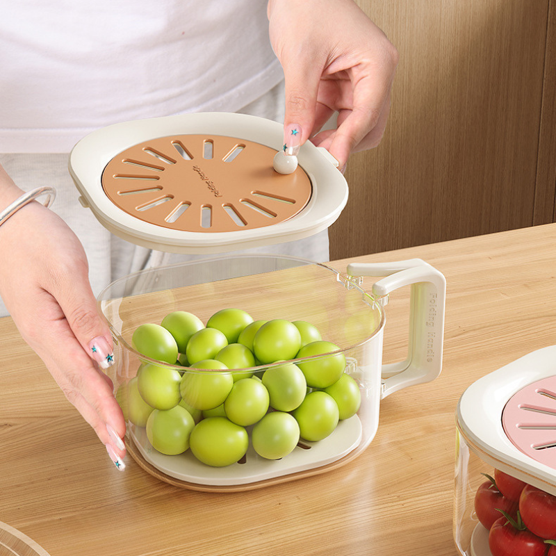 Fruit Washing Basket with Cover - Drain Basket for Kitchen Produce Storage