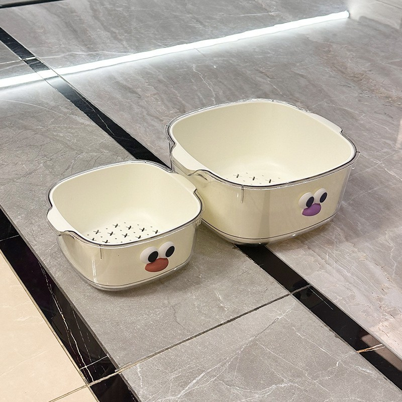 Fruit & Vegetable Washing Basket with Drain Holes - Kitchen Produce Strainer