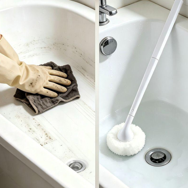 Soft Bristle Bathroom Cleaning Brush - Gentle Scrub Brush for Tile, Sinks & Toilets
