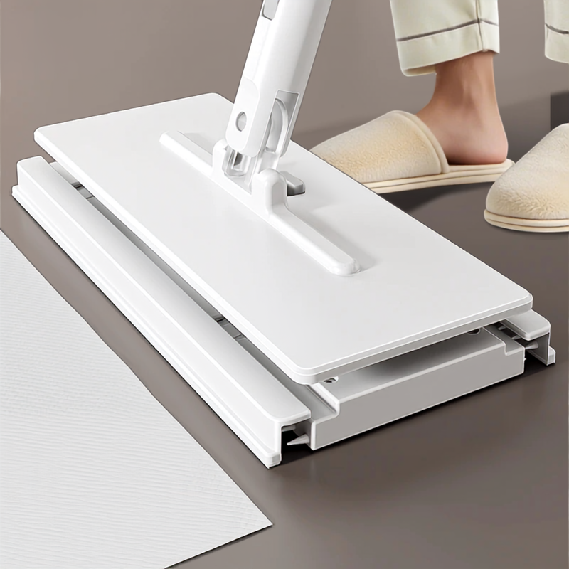 Auto Clamp Flat Floor Mop - One-Click Release Wet & Dry Cleaning Tool