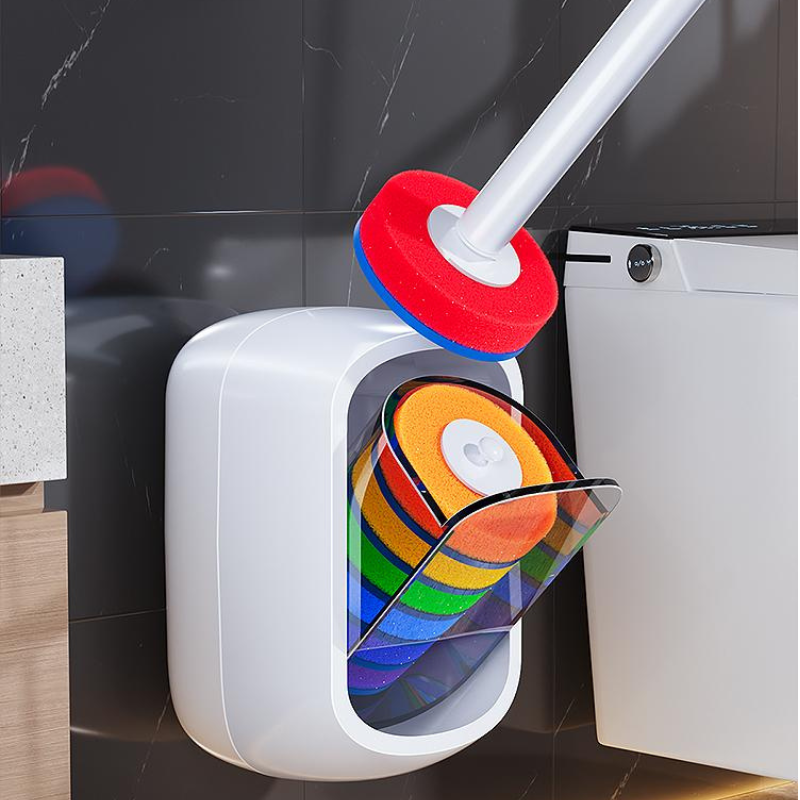Disposable Toilet Brush - Single-Use Sanitary Cleaning Heads, Long Handle