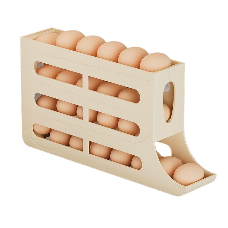 Rolling Egg Storage Box - Slide-Access Refrigerator Egg Organizer