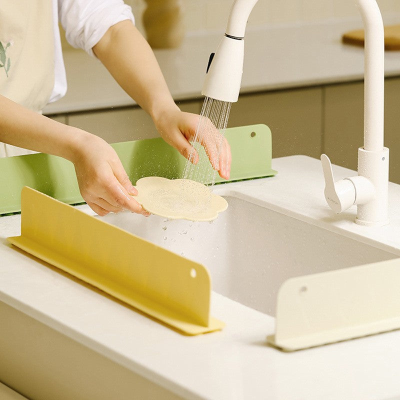Silicone Sink Splash Guard - Suction Cup Anti-Splash Water Barrier for Kitchen Sinks