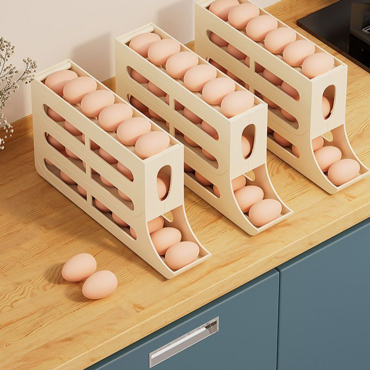 Rolling Egg Storage Box - Slide-Access Refrigerator Egg Organizer