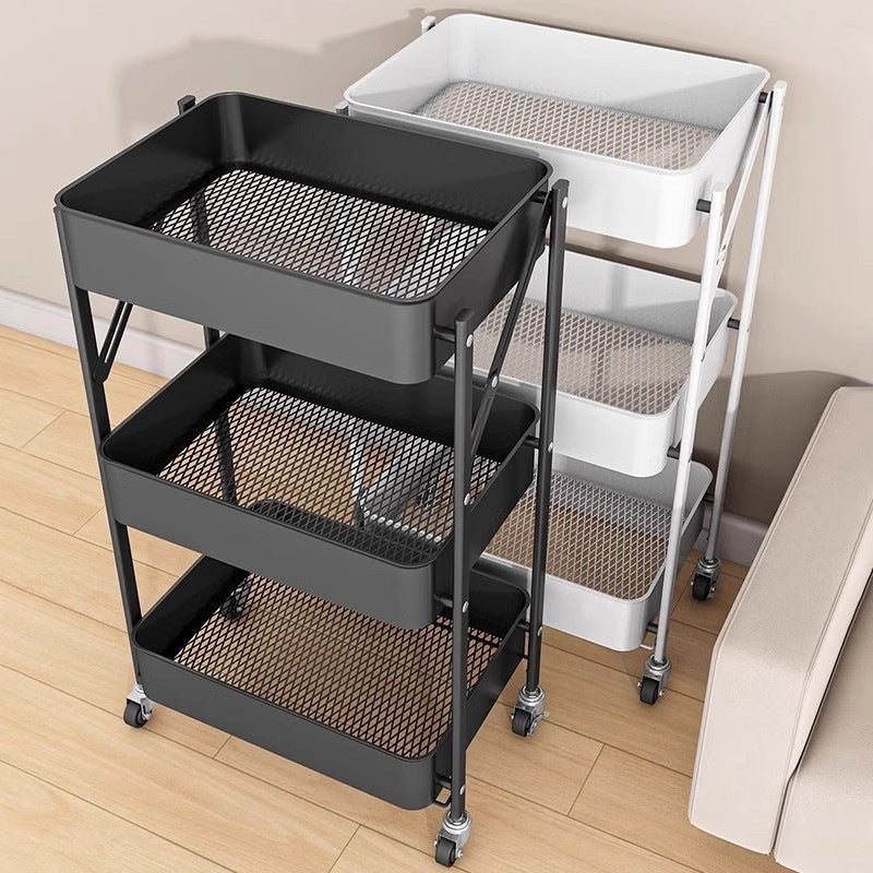 Multi-Layer Rolling Storage Trolley - Mobile Kitchen & Bathroom Organizer Rack