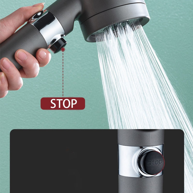 High Pressure Shower Head - 3-Mode Adjustable Spray Showerhead