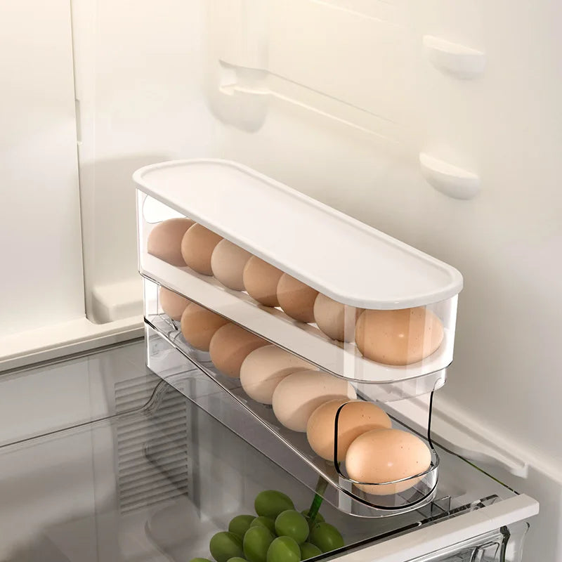 Stackable Refrigerator Egg Storage Box - Fridge Egg Holder & Organizer