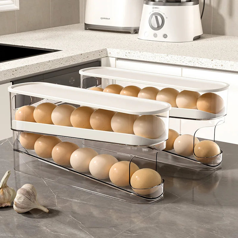 Stackable Refrigerator Egg Storage Box - Fridge Egg Holder & Organizer
