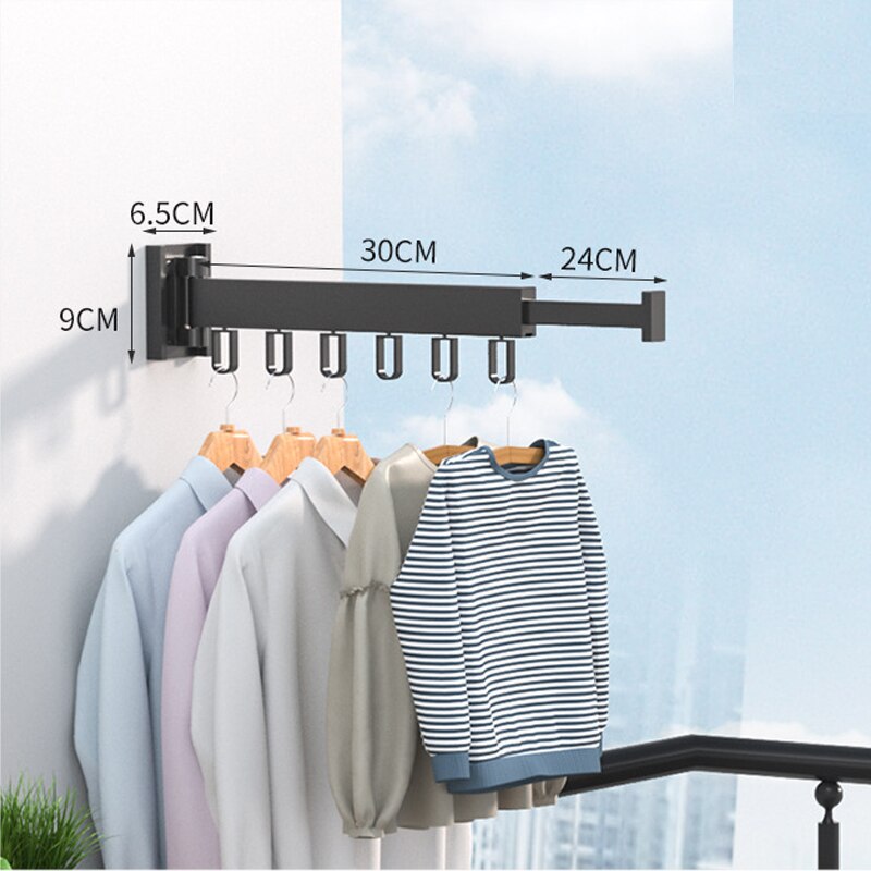 Retractable Wall Mount Clothes Drying Rack - Stainless Steel Foldaway Rack