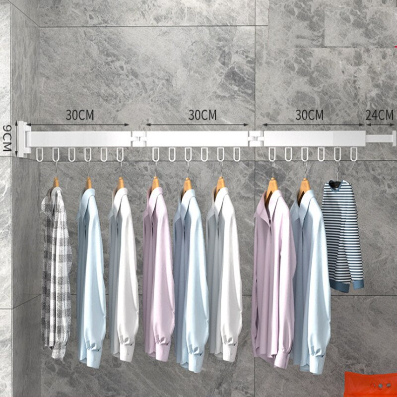 Retractable Wall Mount Clothes Drying Rack - Stainless Steel Foldaway Rack
