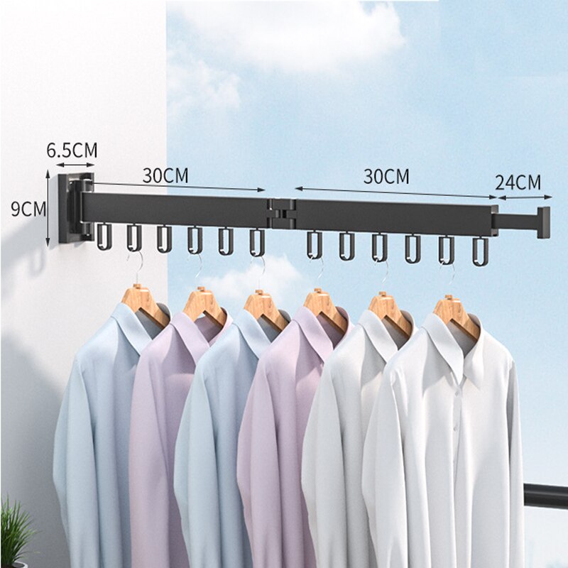 Retractable Wall Mount Clothes Drying Rack - Stainless Steel Foldaway Rack