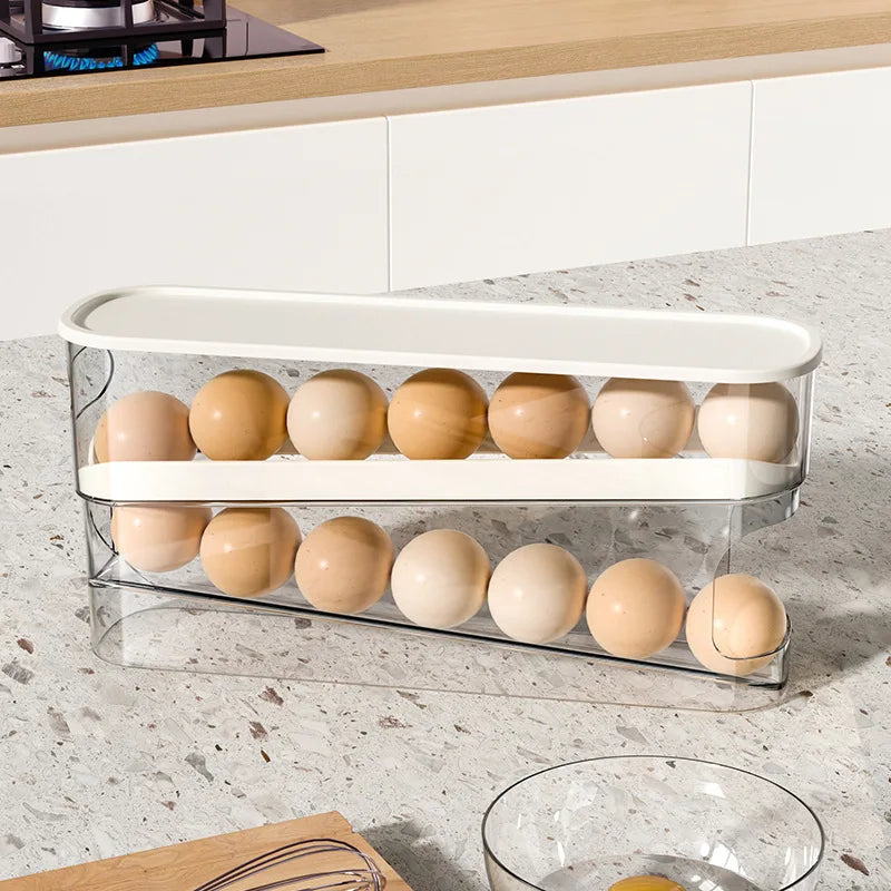 Stackable Refrigerator Egg Storage Box - Fridge Egg Holder & Organizer