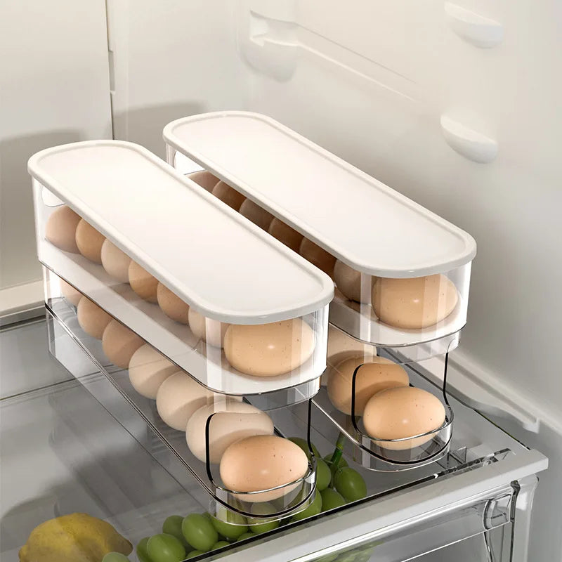 Stackable Refrigerator Egg Storage Box - Fridge Egg Holder & Organizer