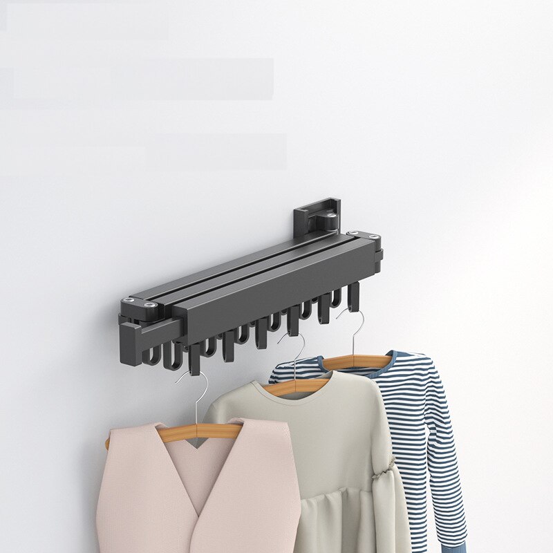 Retractable Wall Mount Clothes Drying Rack - Stainless Steel Foldaway Rack