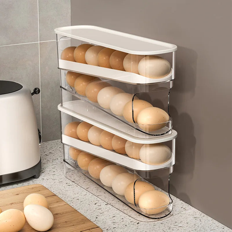 Stackable Refrigerator Egg Storage Box - Fridge Egg Holder & Organizer