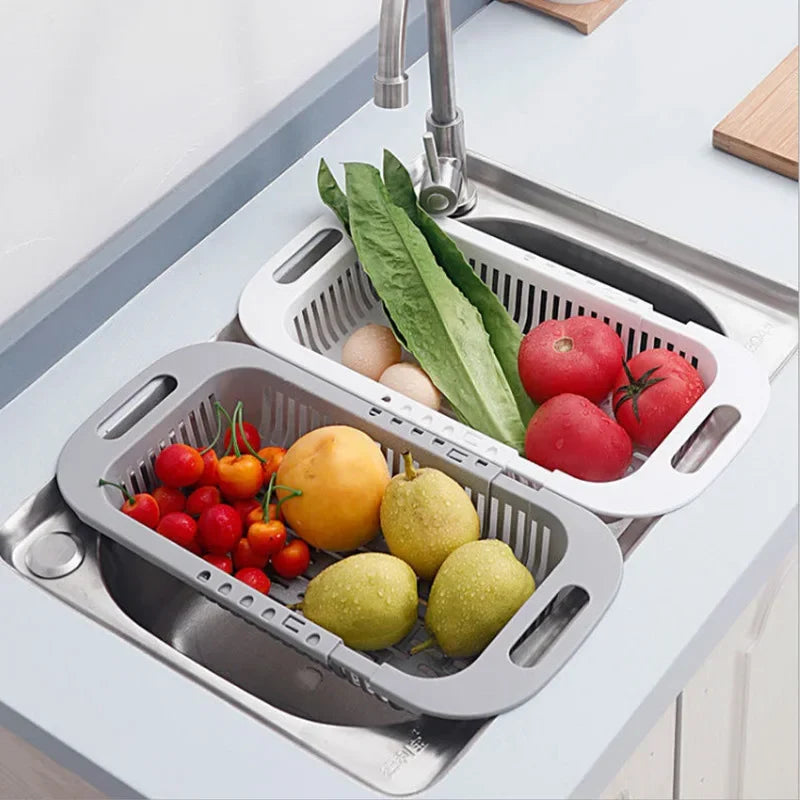 Retractable Sink Draining Basket - Expandable Kitchen Fruit and Vegetable Strainer