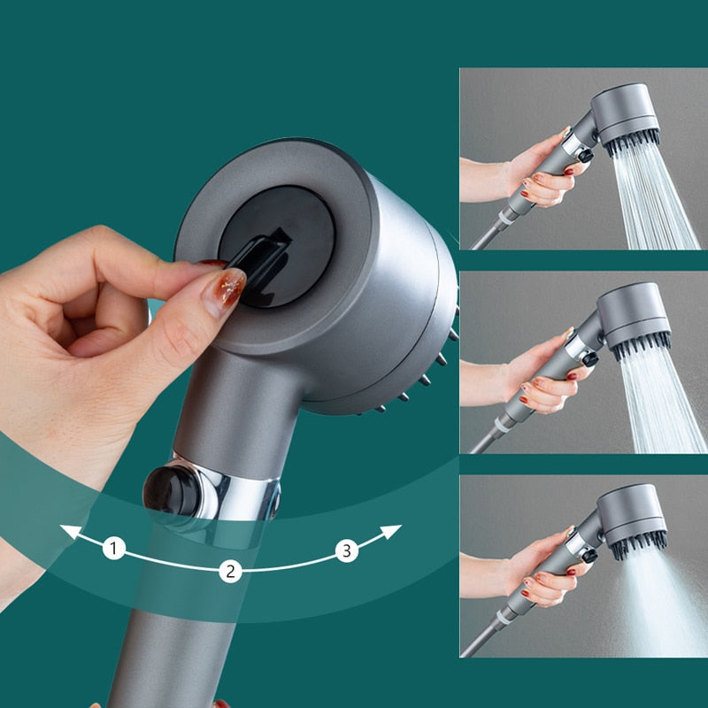High Pressure Shower Head - 3-Mode Adjustable Spray Showerhead