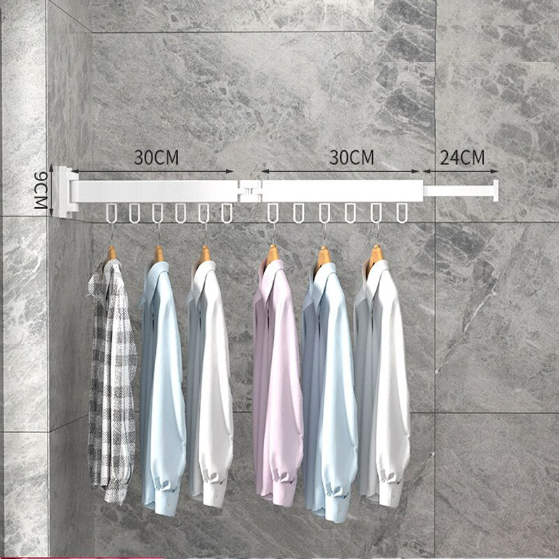 Retractable Wall Mount Clothes Drying Rack - Stainless Steel Foldaway Rack