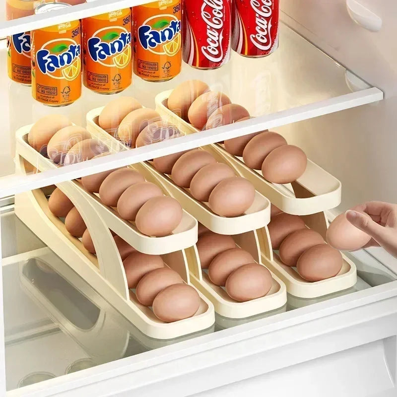Stackable Refrigerator Egg Storage Box - Fridge Egg Holder & Organizer
