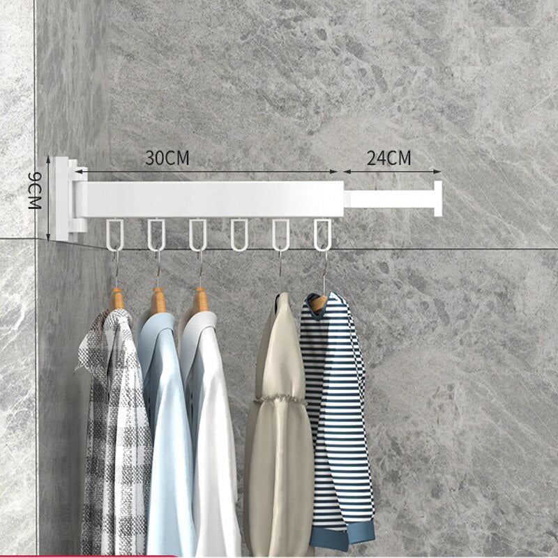 Retractable Wall Mount Clothes Drying Rack - Stainless Steel Foldaway Rack
