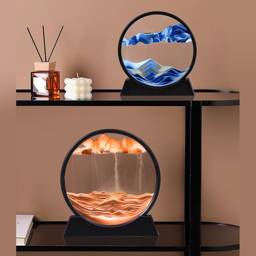 3D Moving Sand Art Hourglass - Rotating Sandscape Desk Decor