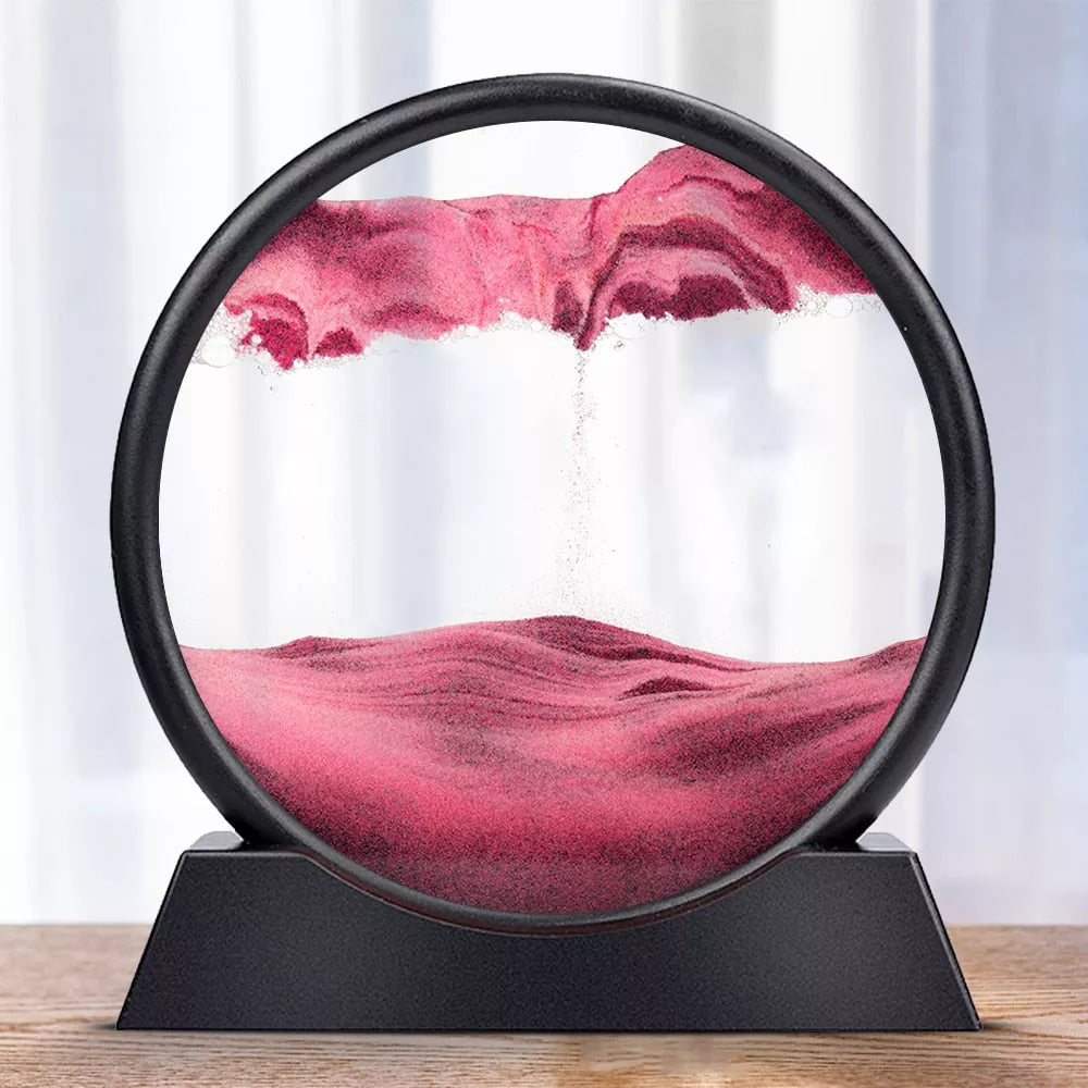 3D Moving Sand Art Hourglass - Rotating Sandscape Desk Decor