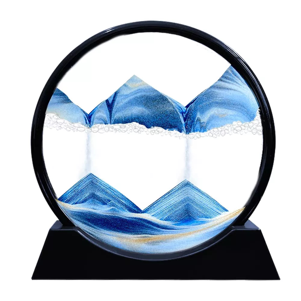 3D Moving Sand Art Hourglass - Rotating Sandscape Desk Decor