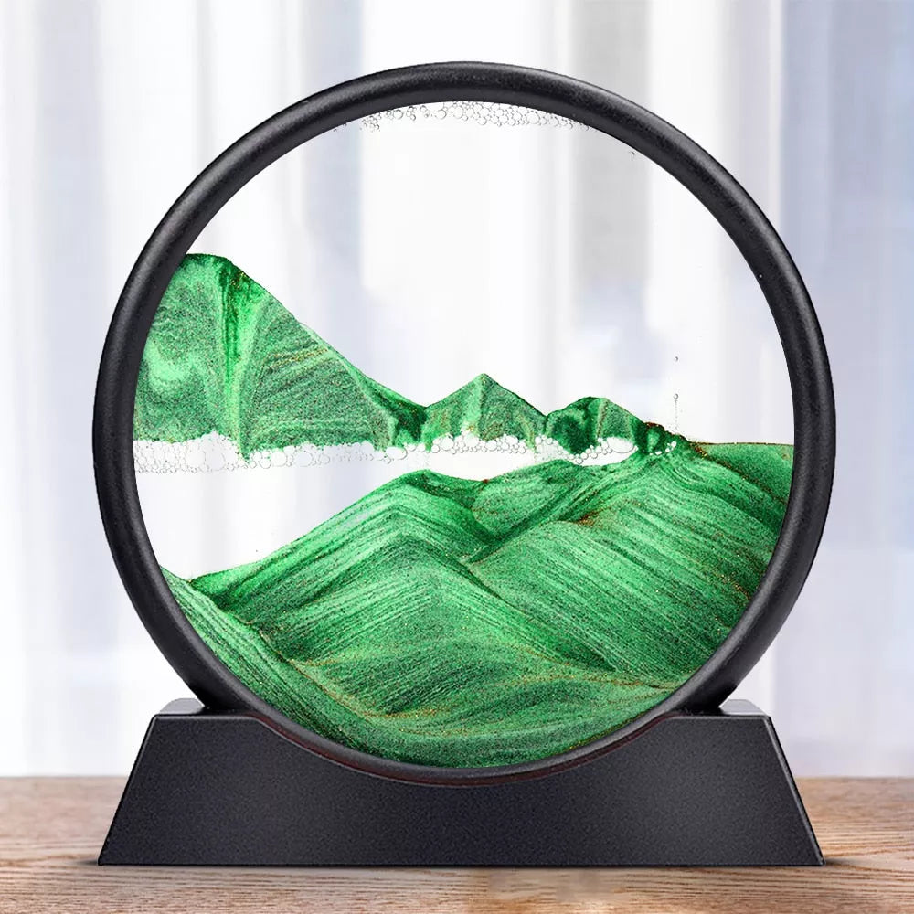 3D Moving Sand Art Hourglass - Rotating Sandscape Desk Decor