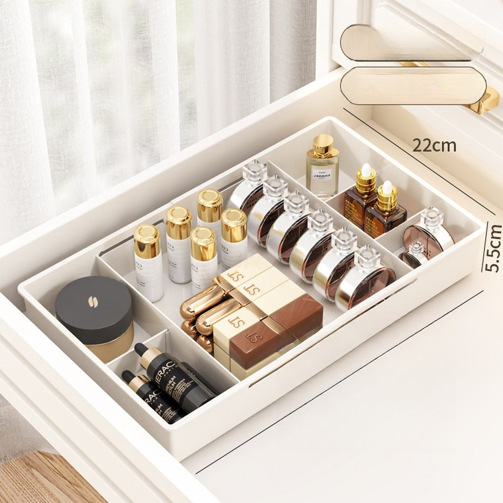 Large expandable drawer organizer with 3 dividers