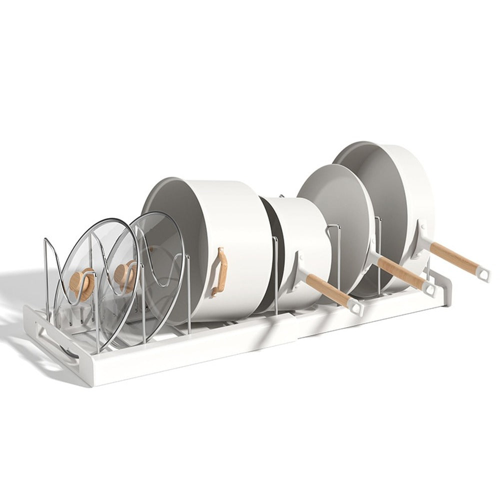 Expandable pot rack holding pans
