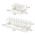 White expandable pot rack with 7 dividers