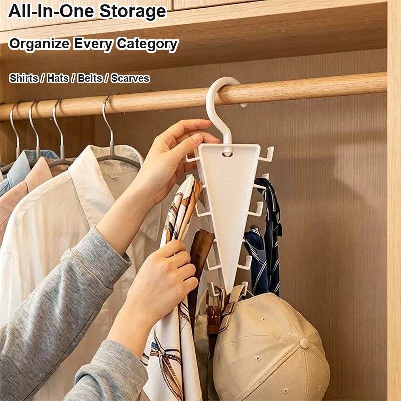 V-Shape Non-Crush Hanger with 12 Storage Hooks - Space-Saving Closet Organizer