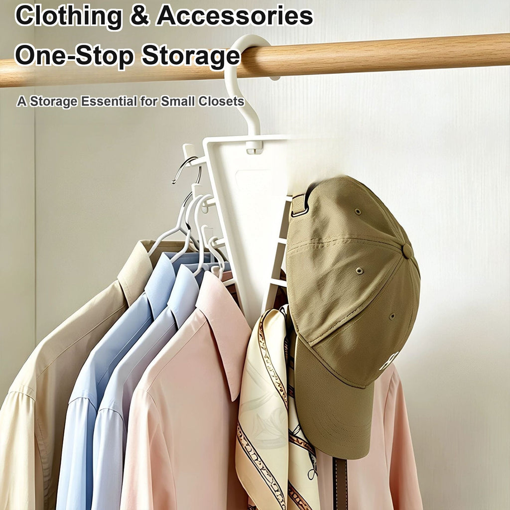 V-Shape Non-Crush Hanger with 12 Storage Hooks - Space-Saving Closet Organizer