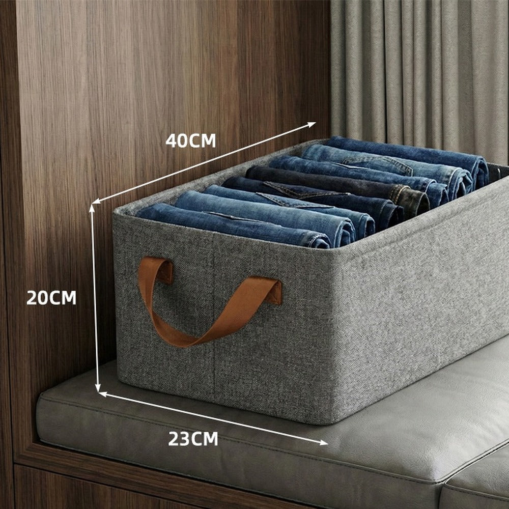 18L fabric storage bin size 40 x 23 x 20 cm holding folded jeans
