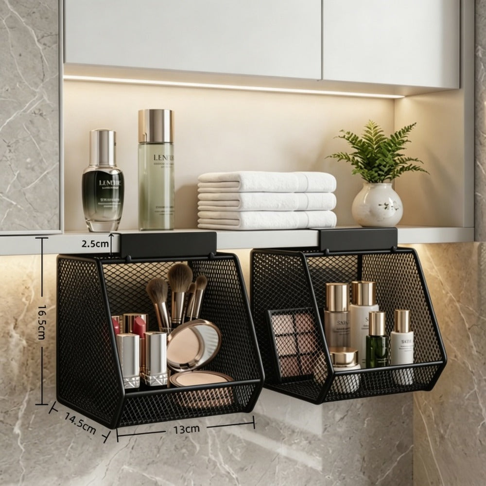 Black hanging under-shelf basket, 2 pack