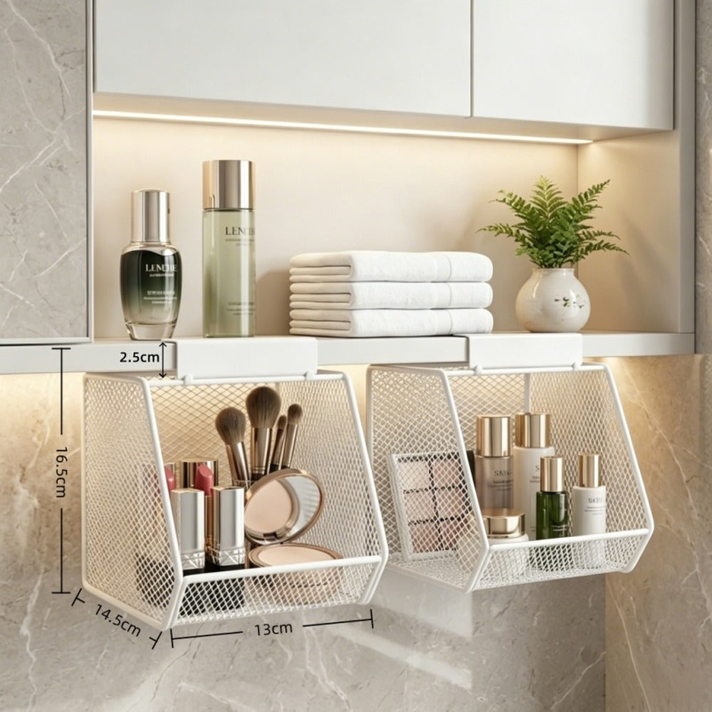 White hanging under-shelf basket, 2 pack