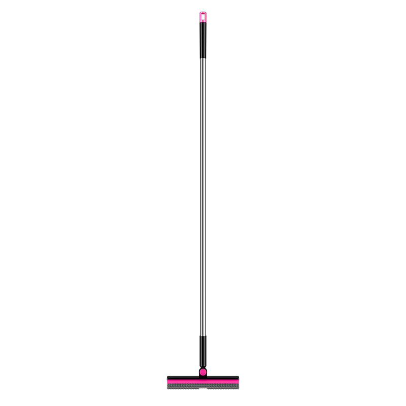 3-in-1 V-Shape Floor Scrub Brush with Detachable Squeegee Head - Long Handle Tile & Grout Cleaner