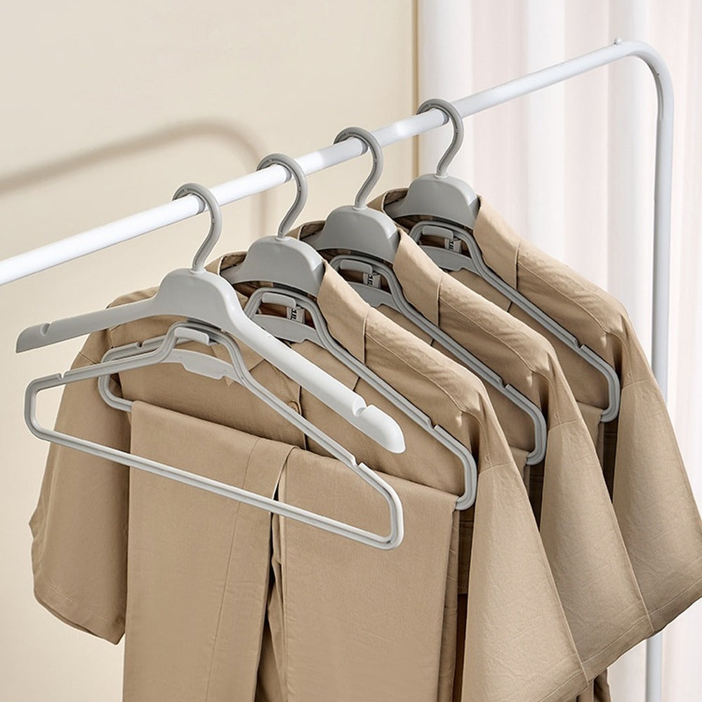 Row of stacking dress hangers