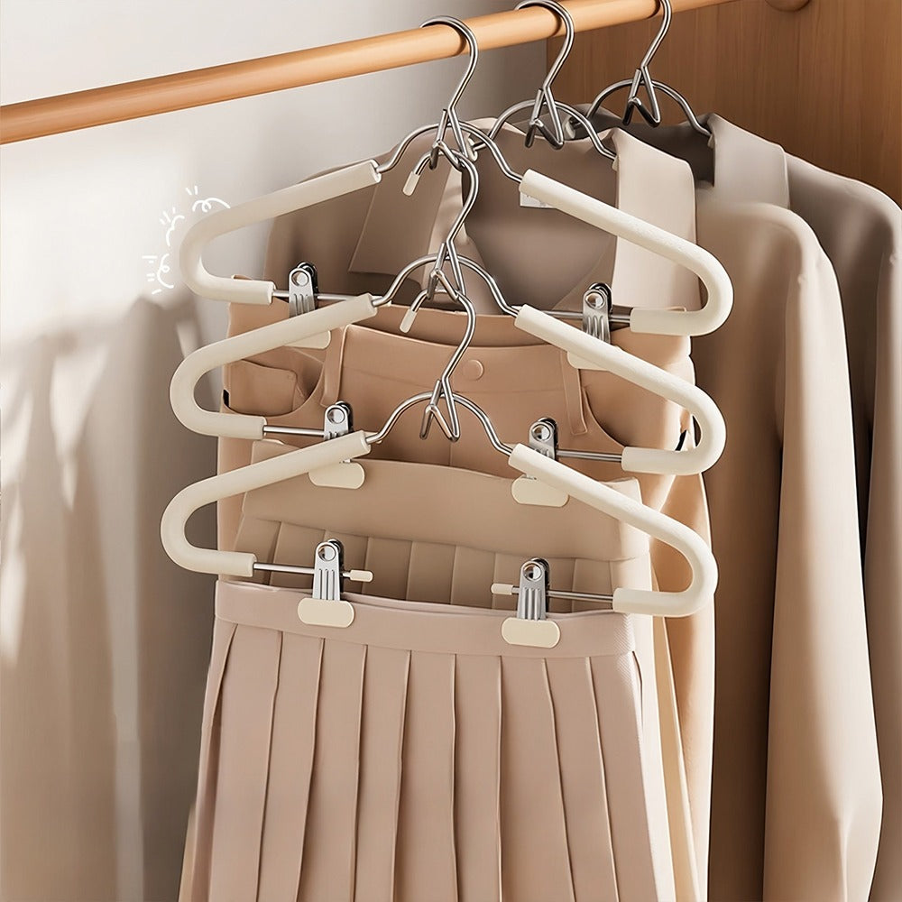 Set hangers with skirts clipped below