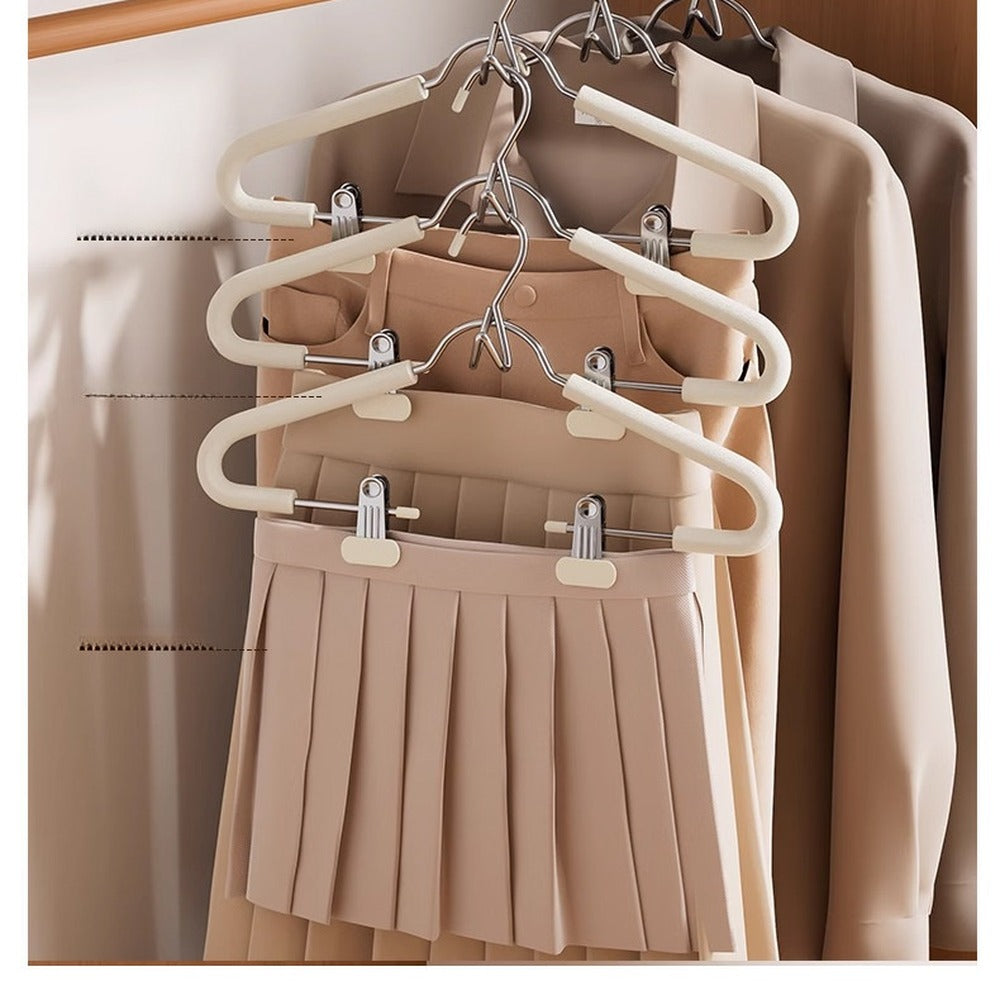 Padded set hangers in a closet