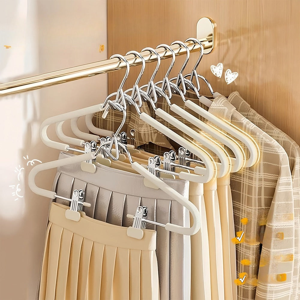 Row of outfit set hangers