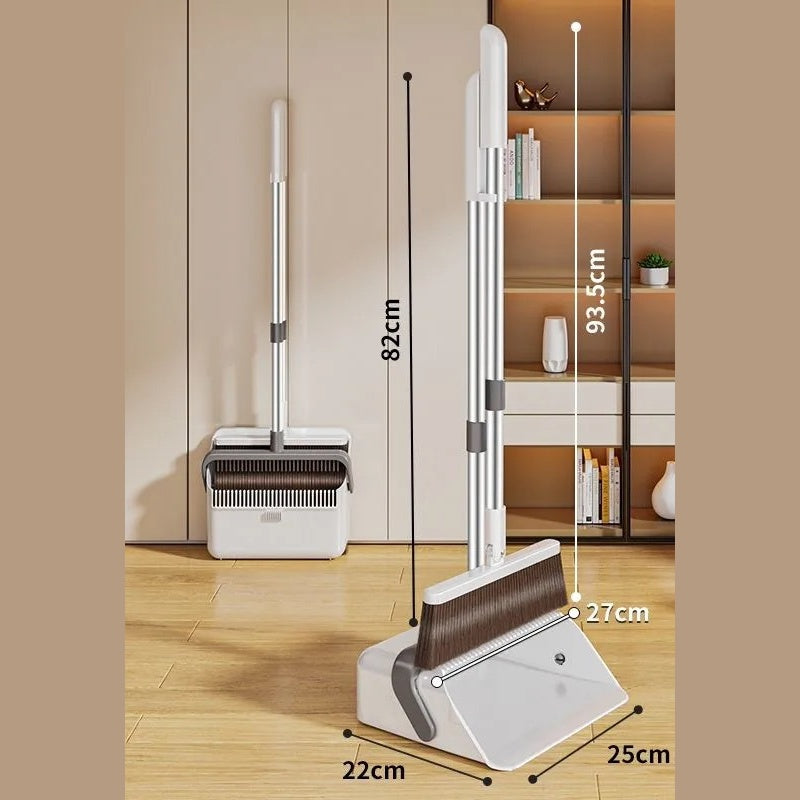 Wall-Mounted Broom and Dustpan Set - Non-Stick Hair Design Compact Sweeping Kit